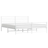 Metal Bed Frame without Mattress with Footboard White 183x203 cm King - 45-Degree Angle