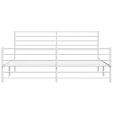 Metal Bed Frame without Mattress with Footboard White 183x203 cm King