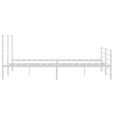Metal Bed Frame without Mattress with Footboard White 183x203 cm King - Close-Up Angle