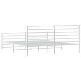 Metal Bed Frame without Mattress with Footboard White 183x203 cm King