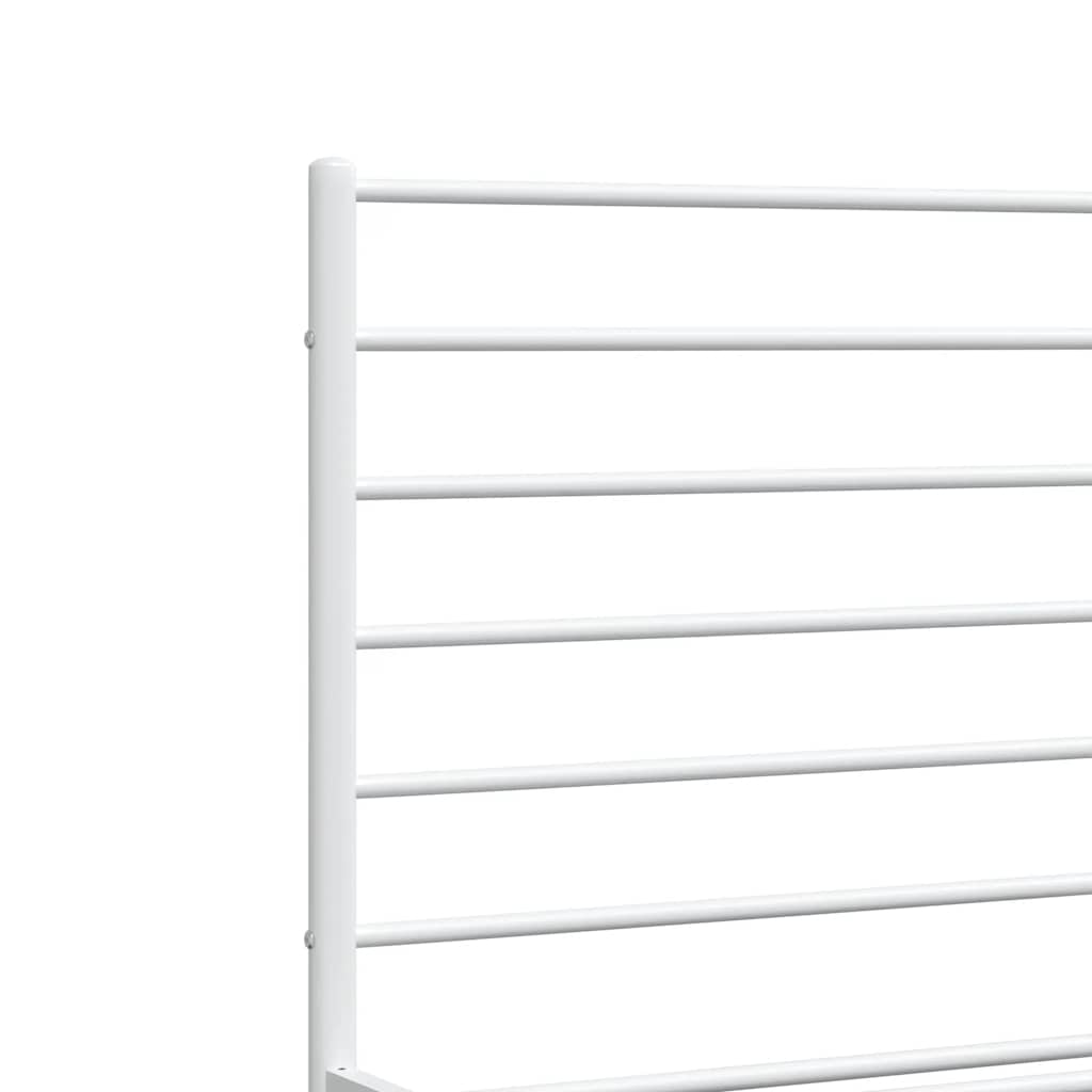 Metal Bed Frame without Mattress with Footboard White 183x203 cm King