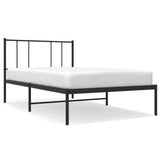 Metal Bed Frame without Mattress with Headboard Black 90x190 cm