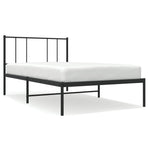 Metal Bed Frame without Mattress with Headboard Black 90x190 cm