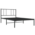 Metal Bed Frame without Mattress with Headboard Black 90x190 cm