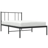 Metal Bed Frame without Mattress with Headboard Black 90x190 cm - 45-Degree Angle