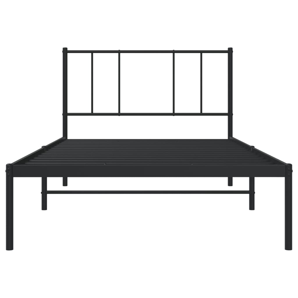 Metal Bed Frame without Mattress with Headboard Black 90x190 cm