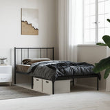 Metal Bed Frame without Mattress with Headboard Black 90x190 cm