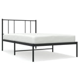Metal Bed Frame without Mattress with Headboard Black 107x203 cm King Single