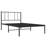 Metal Bed Frame without Mattress with Headboard Black 107x203 cm King Single - Side View