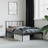 Metal Bed Frame without Mattress with Headboard Black 107x203 cm King Single - Top-Down View