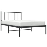 Metal Bed Frame without Mattress with Headboard Black 107x203 cm King Single - 45-Degree Angle