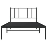 Metal Bed Frame without Mattress with Headboard Black 107x203 cm King Single - Rear View