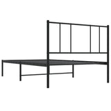 Metal Bed Frame without Mattress with Headboard Black 107x203 cm King Single - Low Angle