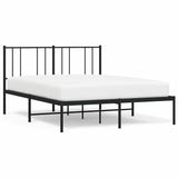Metal Bed Frame without Mattress with Headboard Black 135x190 cm - Front View