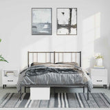 Metal Bed Frame without Mattress with Headboard Black 135x190 cm - Side View