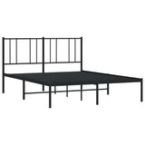Metal Bed Frame without Mattress with Headboard Black 135x190 cm