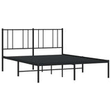 Metal Bed Frame without Mattress with Headboard Black 135x190 cm - Top-Down View