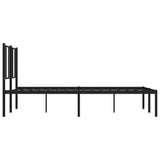 Metal Bed Frame without Mattress with Headboard Black 135x190 cm - Close-Up Angle