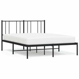 Metal Bed Frame without Mattress with Headboard Black 150x200 cm