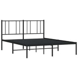 Metal Bed Frame without Mattress with Headboard Black 150x200 cm - Top-Down View