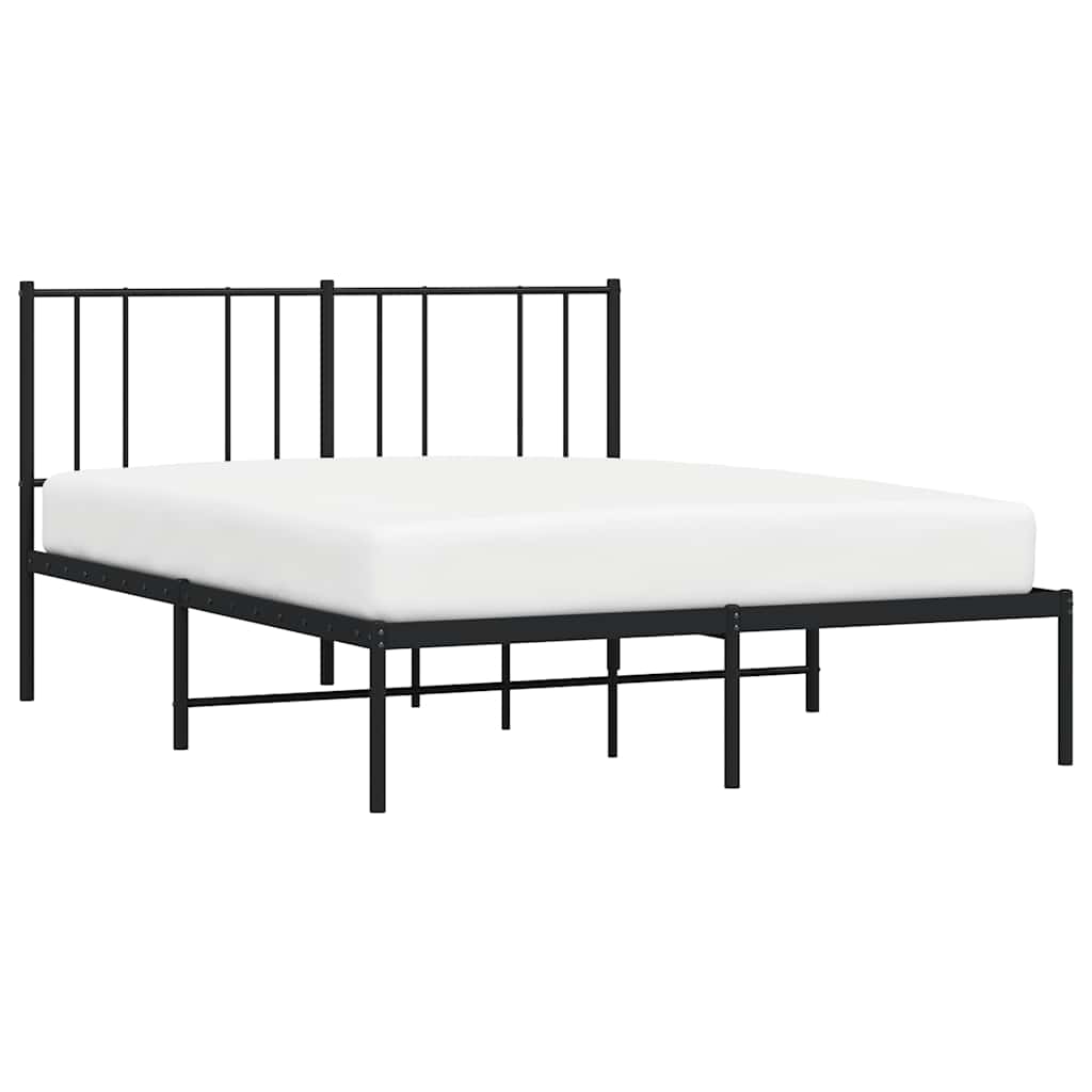 Metal Bed Frame without Mattress with Headboard Black 150x200 cm