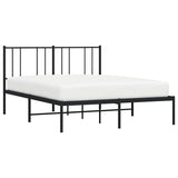 Metal Bed Frame without Mattress with Headboard Black 150x200 cm - 45-Degree Angle