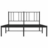 Metal Bed Frame without Mattress with Headboard Black 150x200 cm - Rear View