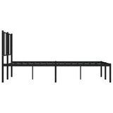 Metal Bed Frame without Mattress with Headboard Black 150x200 cm - Close-Up Angle