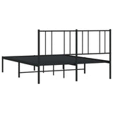 Metal Bed Frame without Mattress with Headboard Black 150x200 cm