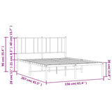 Metal Bed Frame without Mattress with Headboard Black 150x200 cm