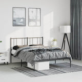 Metal Bed Frame without Mattress with Headboard Black 150x200 cm