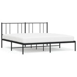 Metal Bed Frame without Mattress with Headboard Black 183x203 cm King - Front View