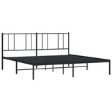 Metal Bed Frame without Mattress with Headboard Black 183x203 cm King - Side View