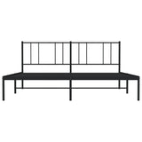 Metal Bed Frame without Mattress with Headboard Black 183x203 cm King
