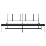 Metal Bed Frame without Mattress with Headboard Black 183x203 cm King - Rear View