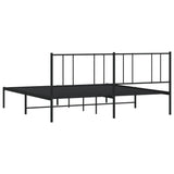 Metal Bed Frame without Mattress with Headboard Black 183x203 cm King - Low Angle