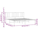 Metal Bed Frame without Mattress with Headboard Black 183x203 cm King - Extra Image