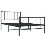 Metal Bed Frame without Mattress with Footboard Black 90x190 cm
