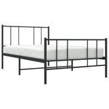 Metal Bed Frame without Mattress with Footboard Black 90x190 cm
