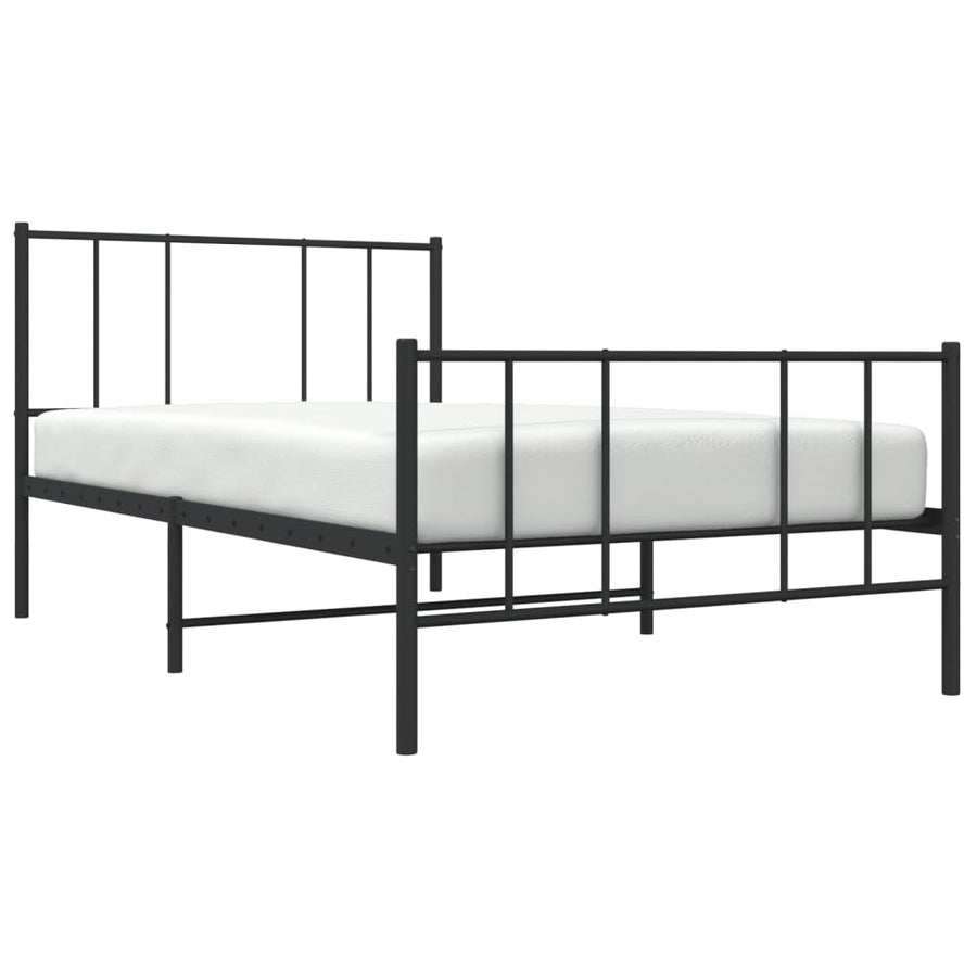 Metal Bed Frame without Mattress with Footboard Black 90x190 cm