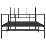 Metal Bed Frame without Mattress with Footboard Black 90x190 cm