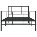Metal Bed Frame without Mattress with Footboard Black 90x190 cm