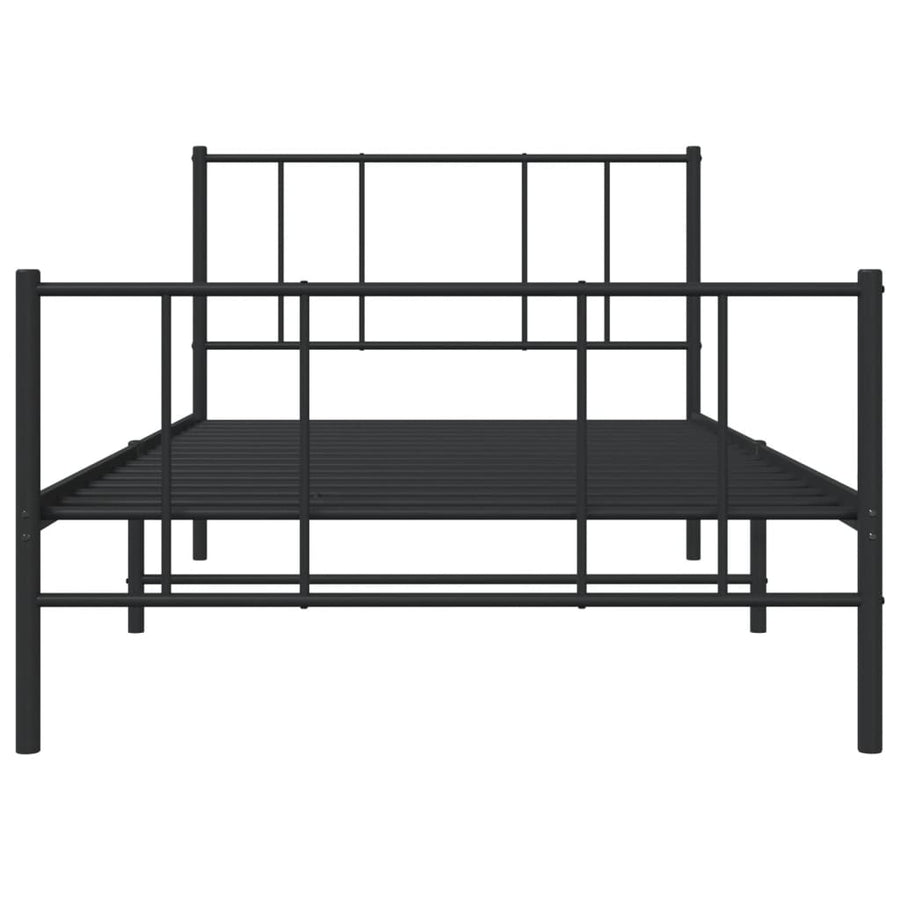 Metal Bed Frame without Mattress with Footboard Black 90x190 cm