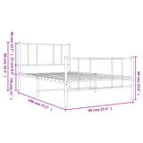 Metal Bed Frame without Mattress with Footboard Black 90x190 cm