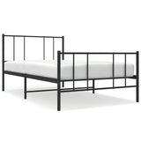 Metal Bed Frame without Mattress with Footboard Black 107x203 cm King Single - Front View