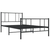 Metal Bed Frame without Mattress with Footboard Black 107x203 cm King Single - Side View