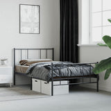 Metal Bed Frame without Mattress with Footboard Black 107x203 cm King Single - Top-Down View