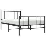 Metal Bed Frame without Mattress with Footboard Black 107x203 cm King Single - 45-Degree Angle