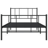 Metal Bed Frame without Mattress with Footboard Black 107x203 cm King Single - Rear View