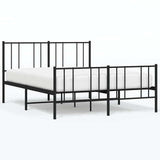 Metal Bed Frame without Mattress with Footboard Black 135x190 cm - Front View